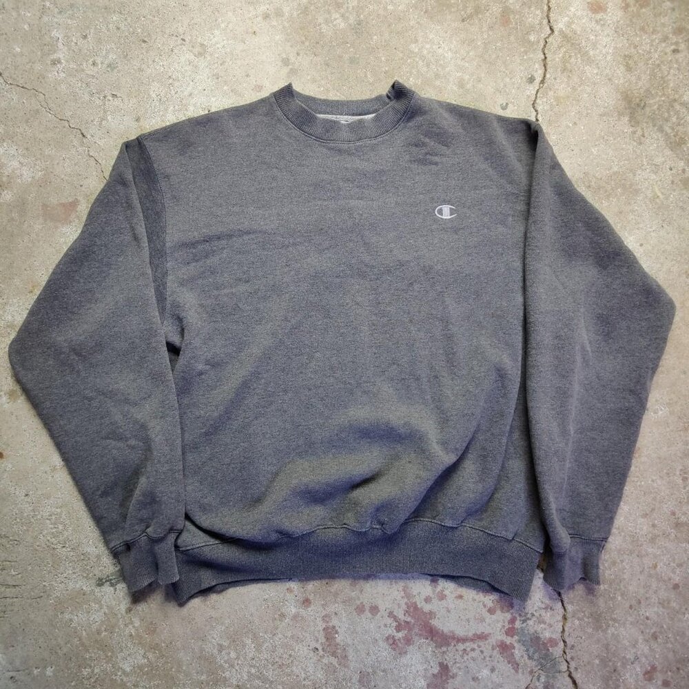 'Champion' dark grey small logo eco friendly crewneck sweatshirt men's XL